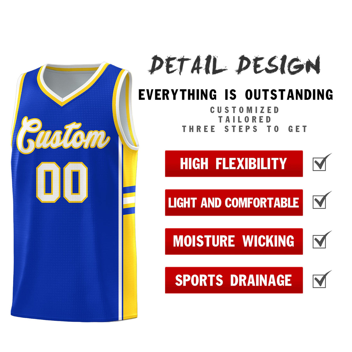 Custom Youth Basketball Jersey - Royal Gold Two-Tone Varsity Jersey Set
