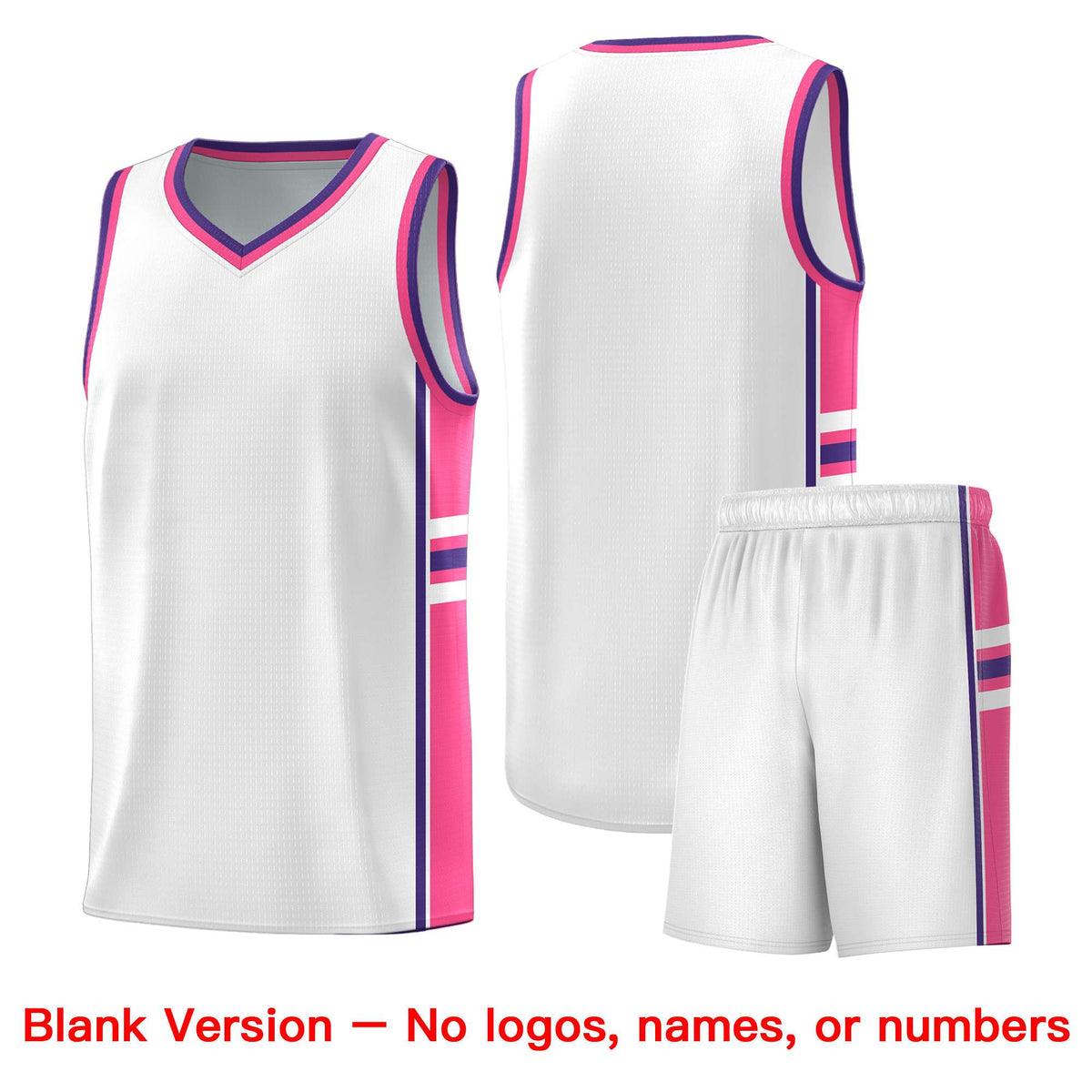 Custom Youth Basketball Jersey - White Pink Personalized Varsity Two-Tone Uniform