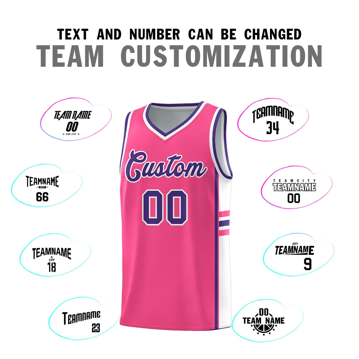 Custom Youth Basketball Jersey - Pink White Two-Tone Varsity Jersey Set