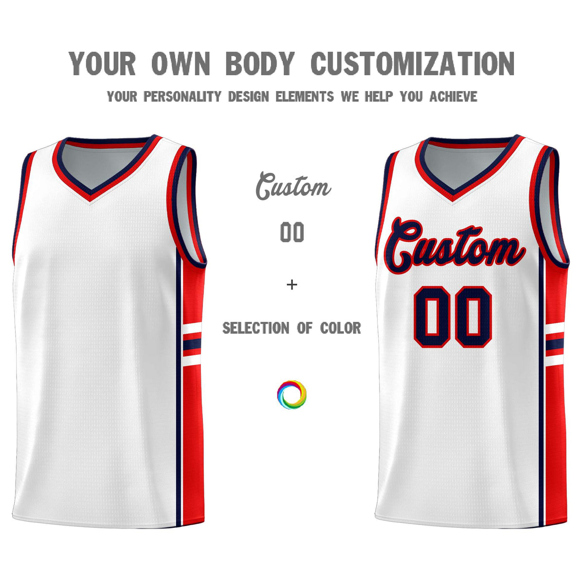 Custom Youth Basketball Jersey - White Red Personalized Varsity Two-Tone Uniform