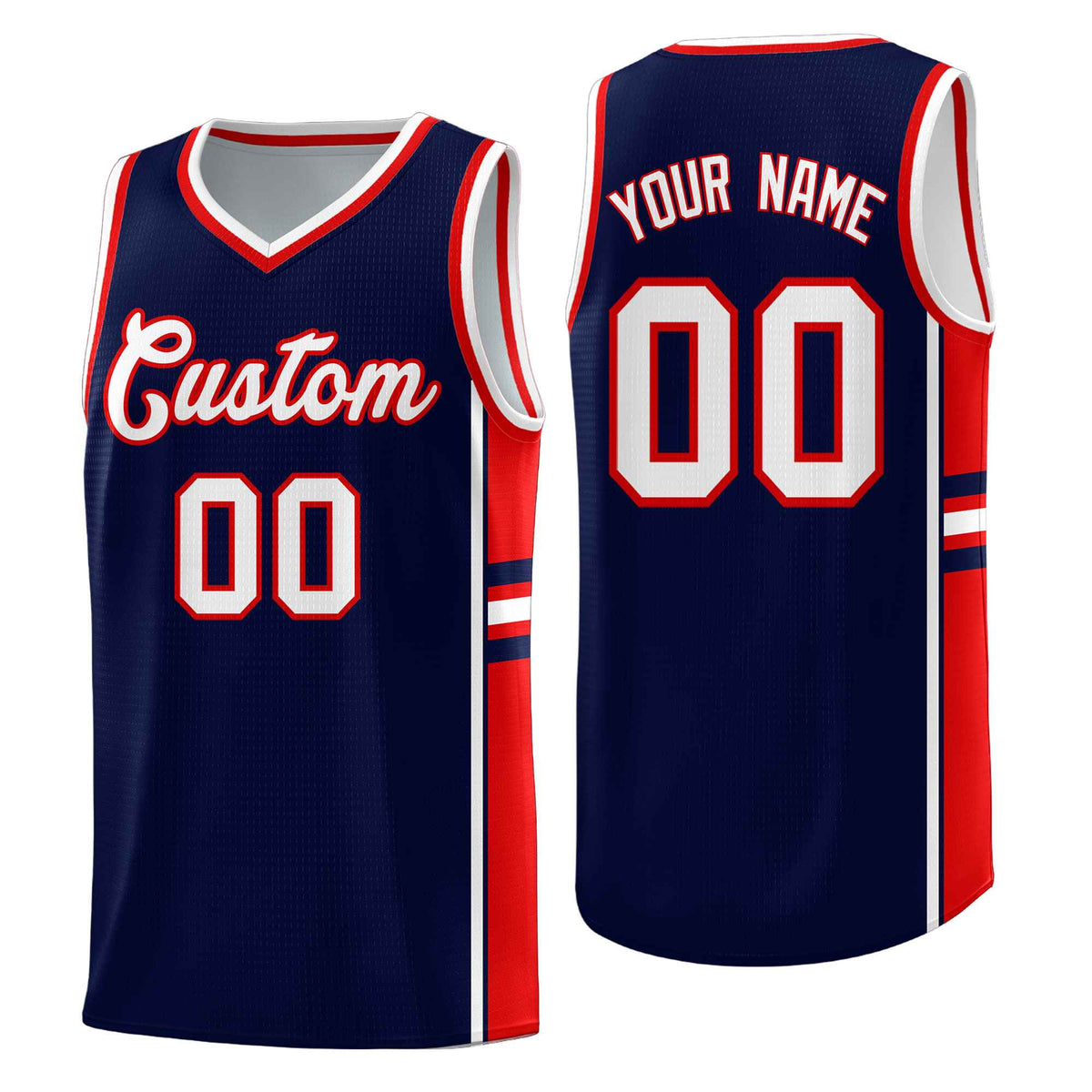 Custom Youth Basketball Jersey - Navy Red Two-Tone Varsity Jersey Set