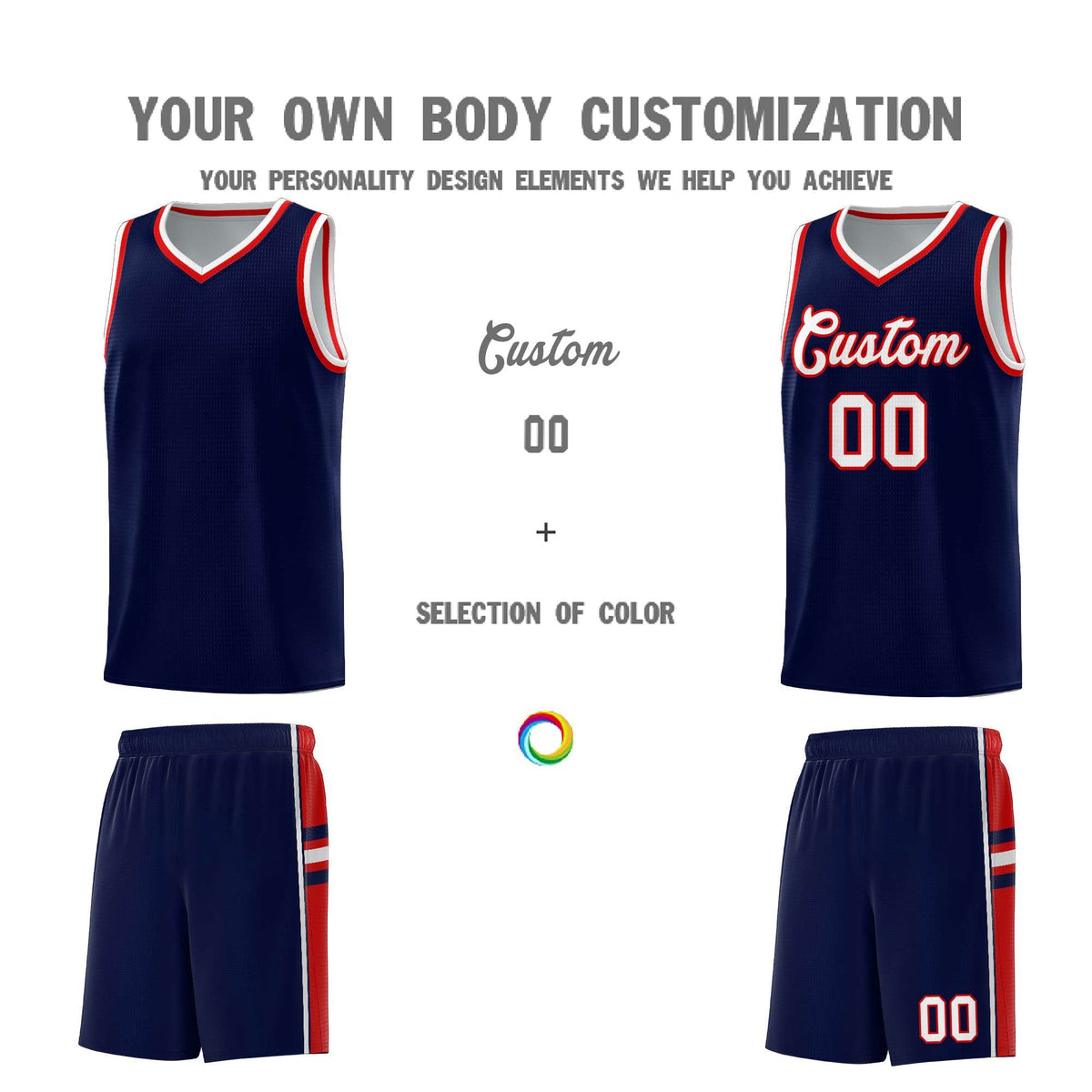 Custom Youth Basketball Jersey - Navy Red Two-Tone Varsity Jersey Set
