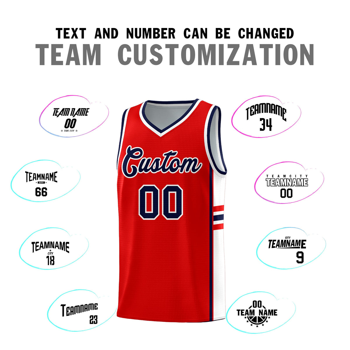 Custom Youth Basketball Jersey - Red White Two-Tone Classic Varsity Uniform