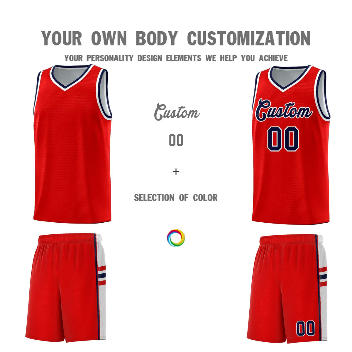 Custom Youth Basketball Jersey - Red White Two-Tone Classic Varsity Uniform