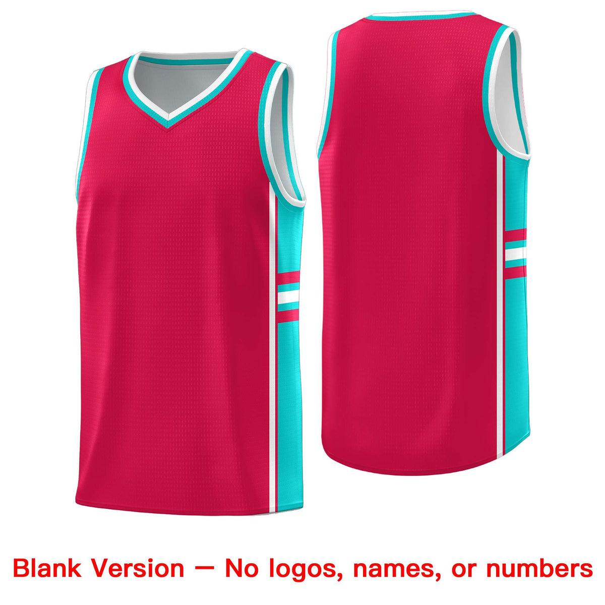 Custom Youth Basketball Jersey - Red Aqua Two-Tone Varsity Jersey Set