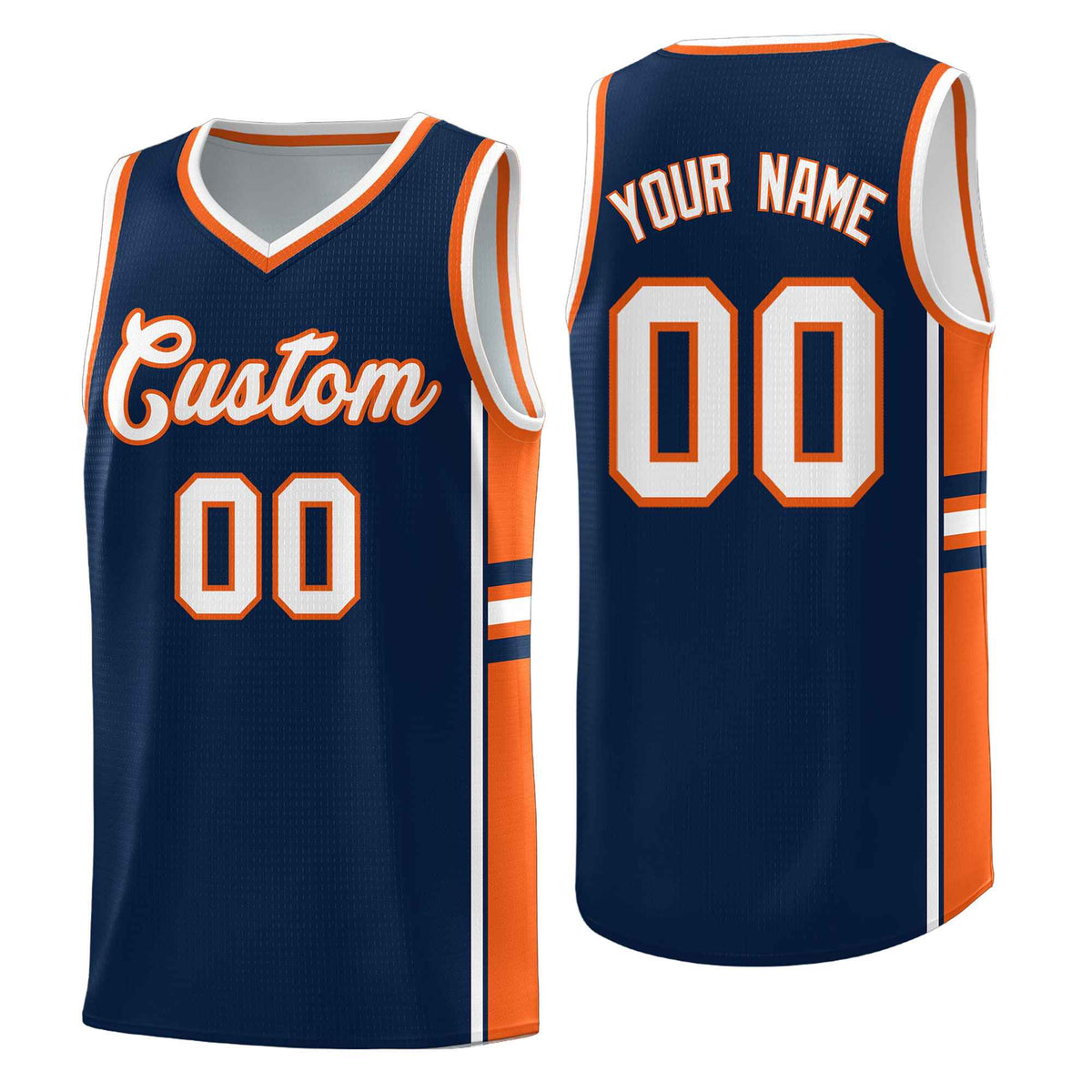 Custom Youth Basketball Jersey - Navy Orange Two-Tone Varsity Jersey Set