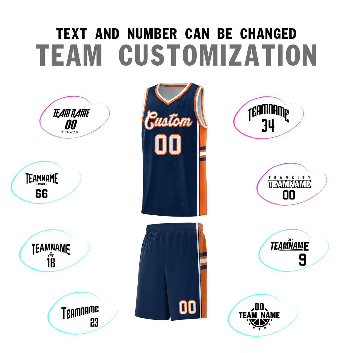 Custom Youth Basketball Jersey - Navy Orange Two-Tone Varsity Jersey Set