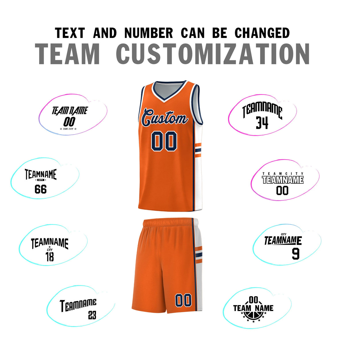 Custom Youth Basketball Jersey - Orange White Two-Tone Classic Varsity Uniform