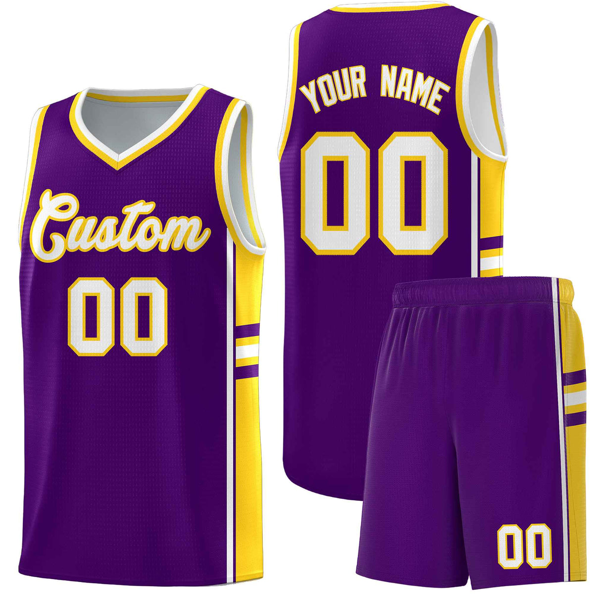 Custom Youth Basketball Jersey - Purple Gold Two-Tone Varsity Jersey Set