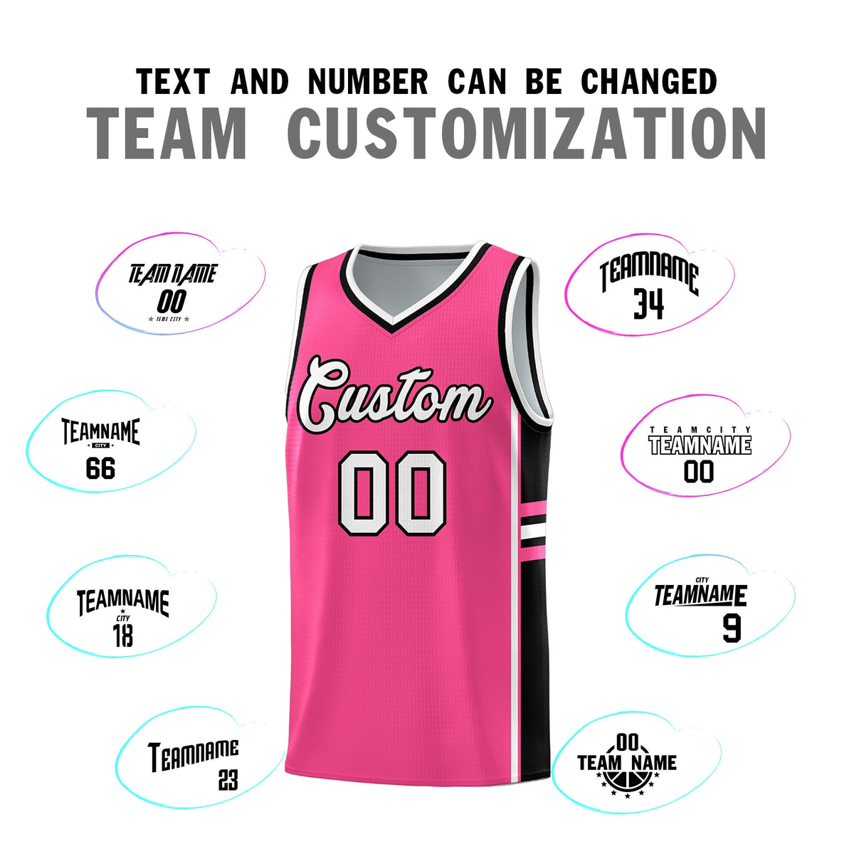 Custom Youth Basketball Jersey - Pink Black Two-Tone Varsity Jersey Set