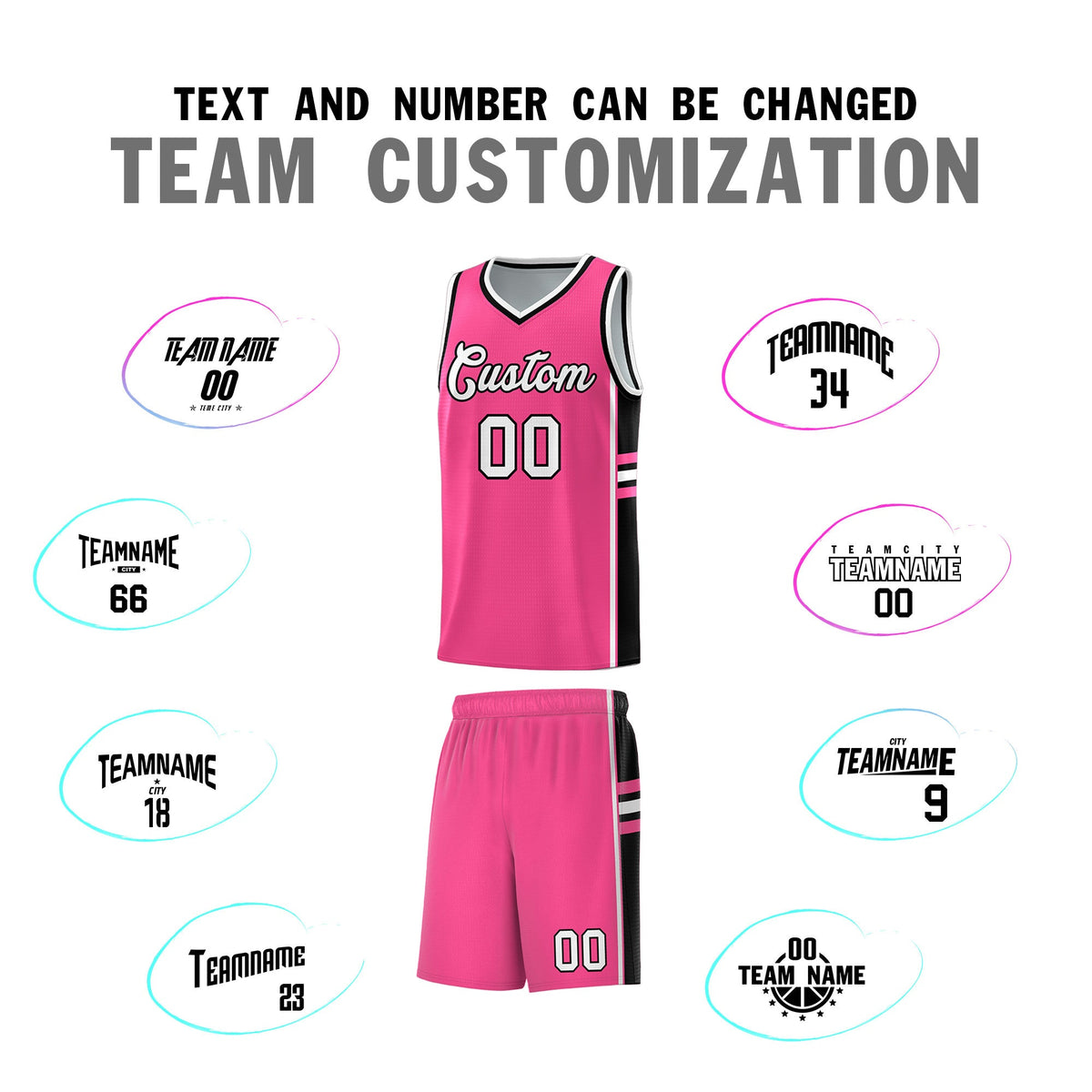 Custom Youth Basketball Jersey - Pink Black Two-Tone Varsity Jersey Set