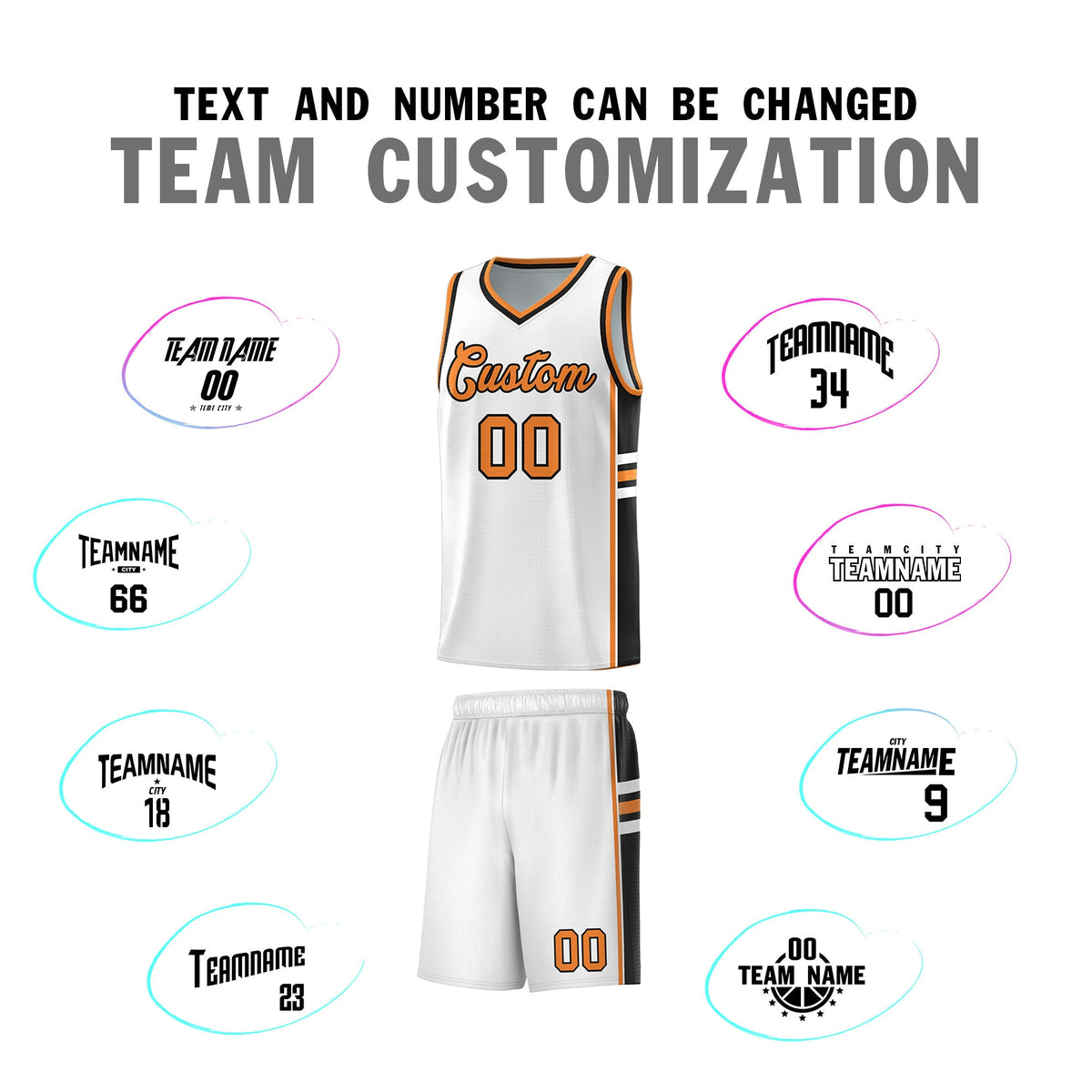 Custom Youth Basketball Jersey - White Gold Orange Personalized Varsity Two-Tone Uniform