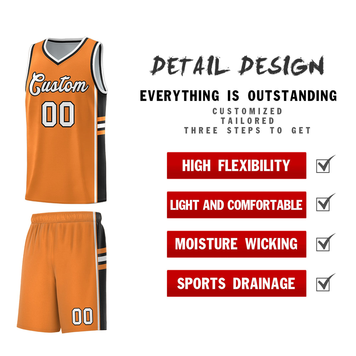 Custom Youth Basketball Jersey - Gold Orange Black Two-Tone Varsity Jersey Set