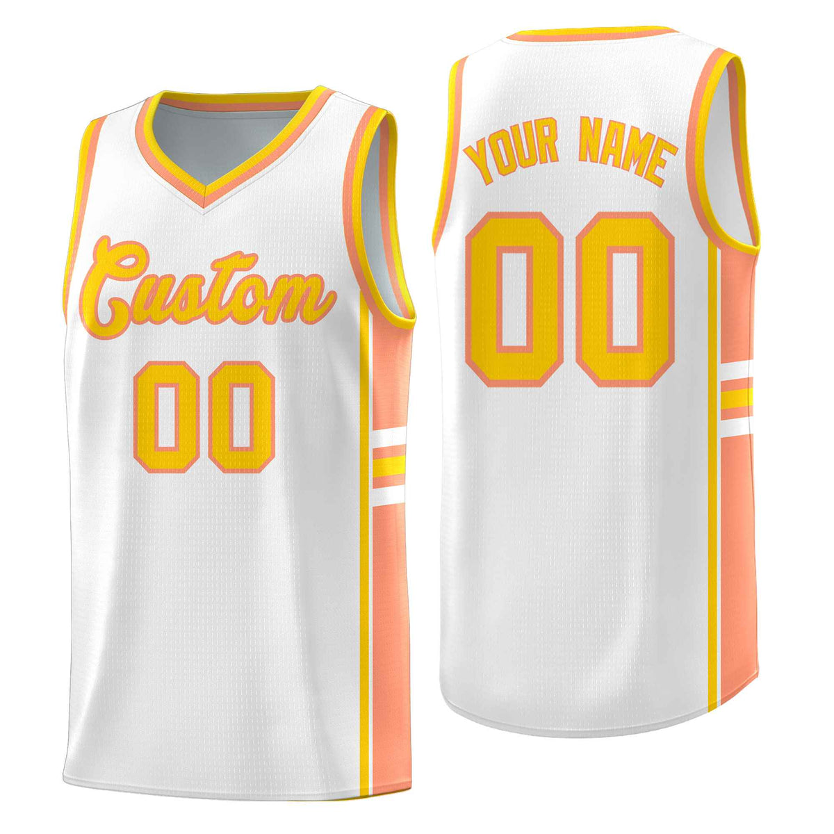 Custom Youth Basketball Jersey - White Light Orange Two-Tone Varsity Jersey Set
