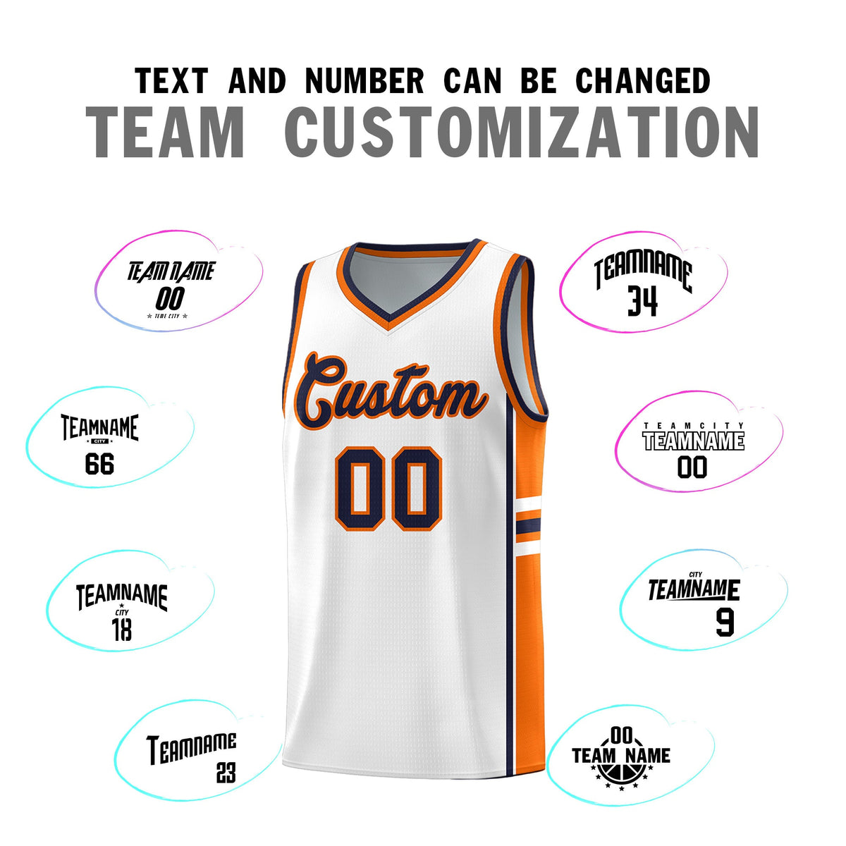 Custom Youth Basketball Jersey - White Orange Two-Tone Varsity Jersey Set