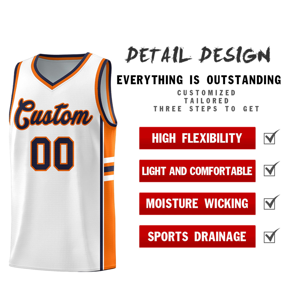 Custom Youth Basketball Jersey - White Orange Two-Tone Varsity Jersey Set
