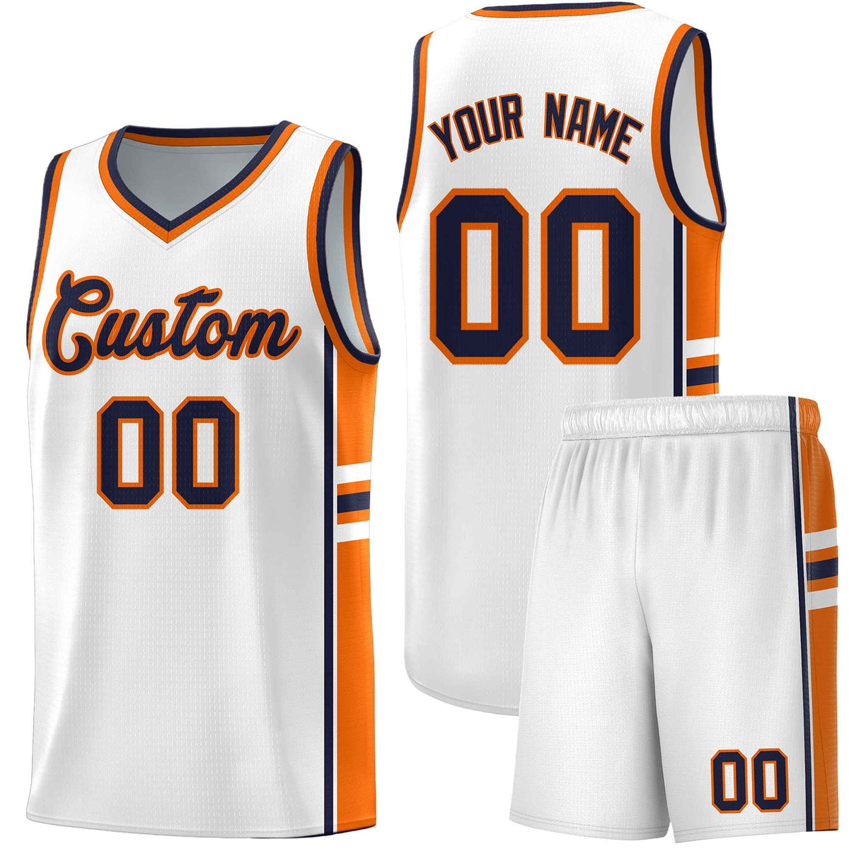 Custom Youth Basketball Jersey - White Orange Two-Tone Varsity Jersey Set