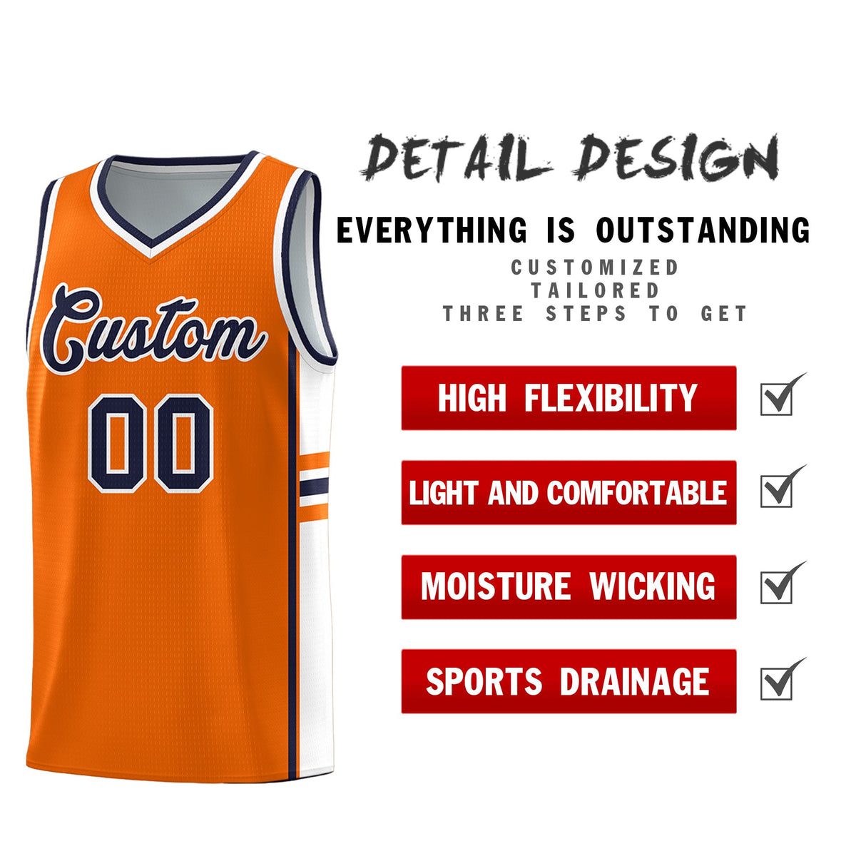 Custom Youth Basketball Jersey - Orange White Personalized Varsity Two-Tone Uniform
