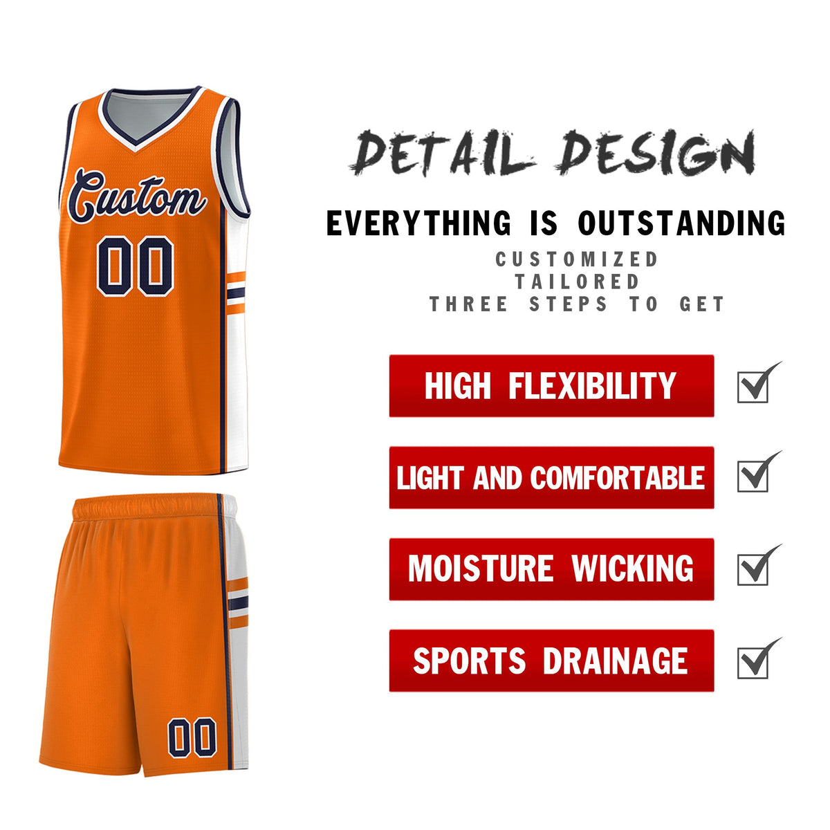 Custom Youth Basketball Jersey - Orange White Personalized Varsity Two-Tone Uniform
