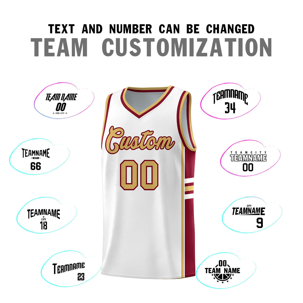 Custom Youth Basketball Jersey - White Crimson Two-Tone Varsity Jersey Set