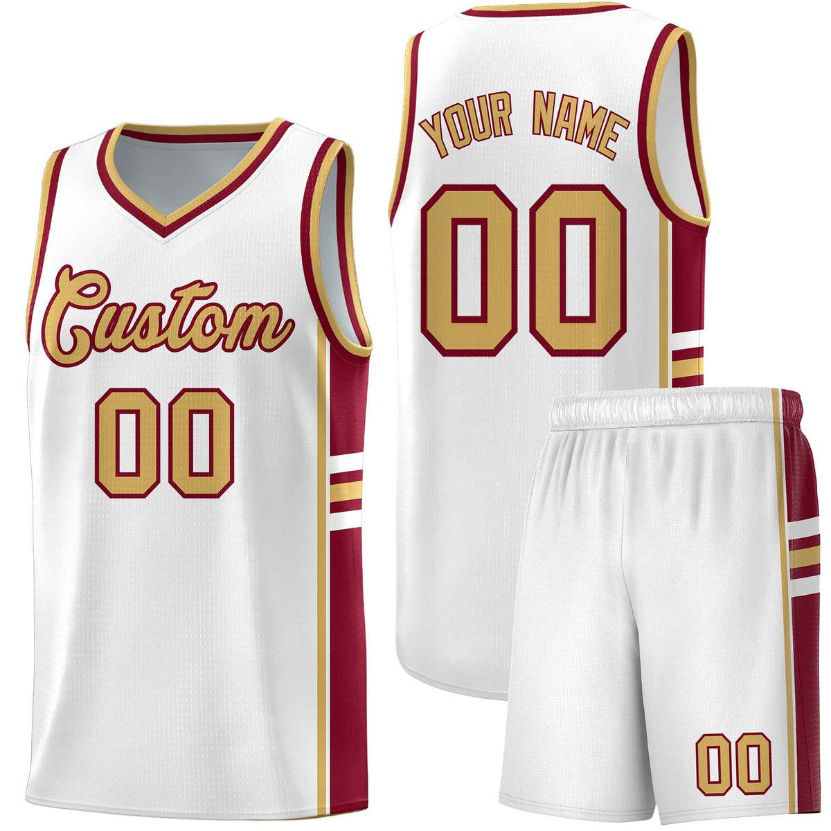 Custom Youth Basketball Jersey - White Crimson Two-Tone Varsity Jersey Set