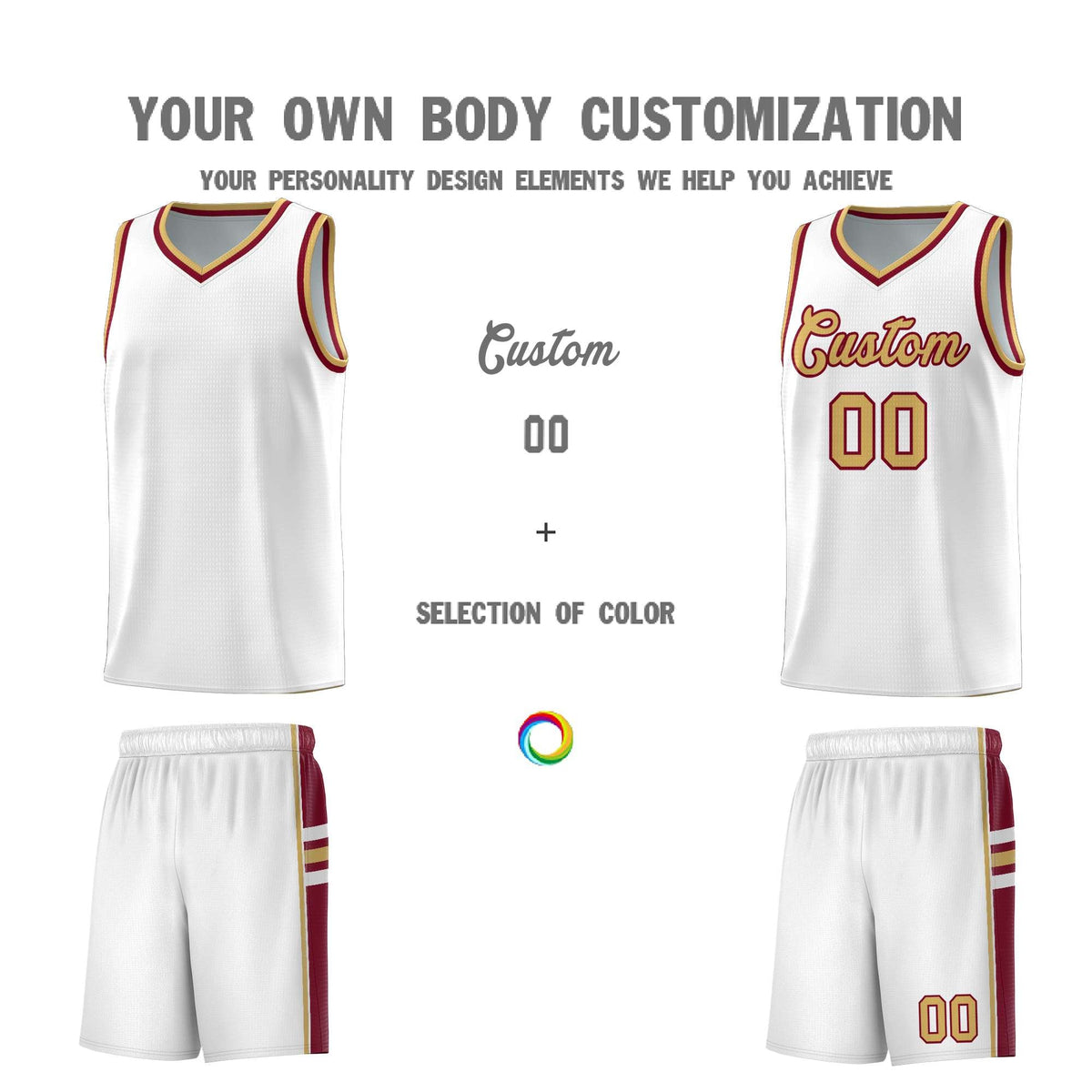 Custom Youth Basketball Jersey - White Crimson Two-Tone Varsity Jersey Set