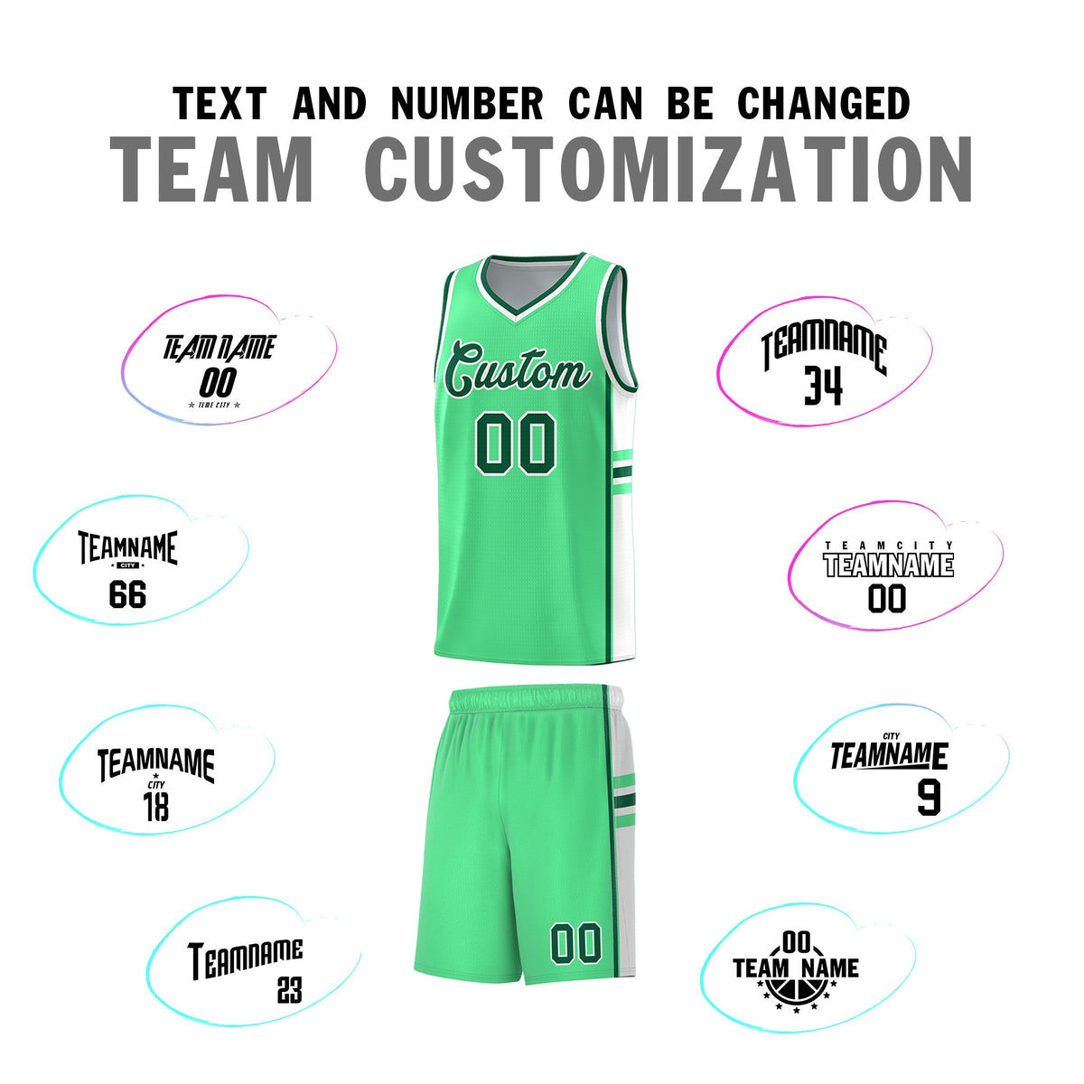 Custom Youth Basketball Jersey - Green White Personalized Varsity Two-Tone Uniform