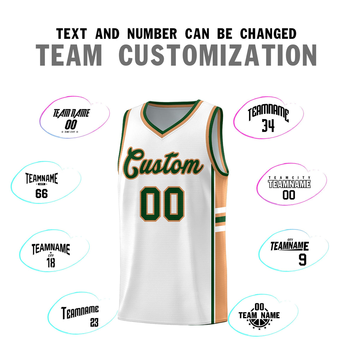 Custom Youth Basketball Jersey - White Buckskin Brown Two-Tone Varsity Jersey Set