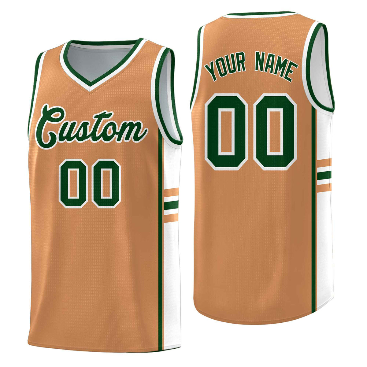 Custom Youth Basketball Jersey - Buckskin Brown White Personalized Varsity Two-Tone Uniform