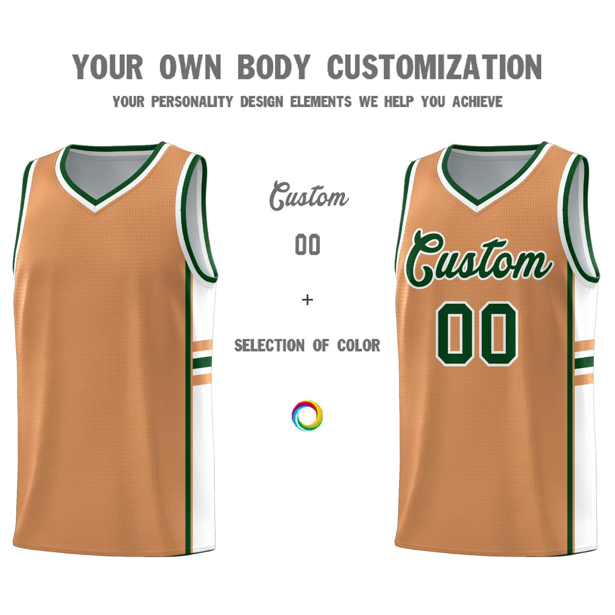Custom Youth Basketball Jersey - Buckskin Brown White Personalized Varsity Two-Tone Uniform