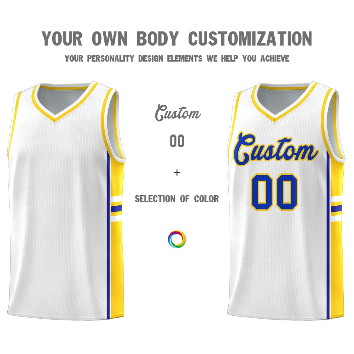 Custom Youth Basketball Jersey - White Fluorescent Yellow Two-Tone Varsity Jersey Set