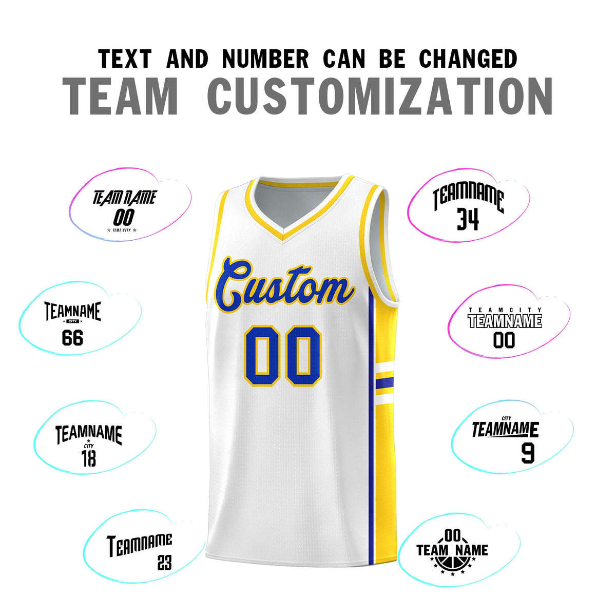 Custom Youth Basketball Jersey - White Fluorescent Yellow Two-Tone Varsity Jersey Set
