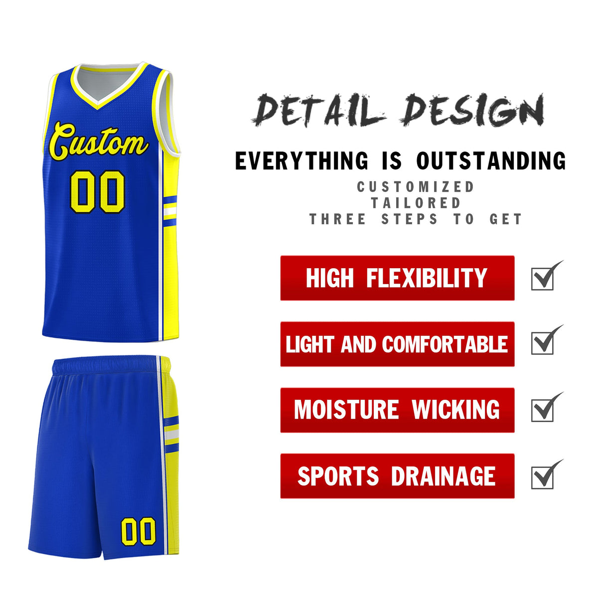 Custom Youth Basketball Jersey - Royal Fluorescent Yellow Two-Tone Classic Varsity Uniform
