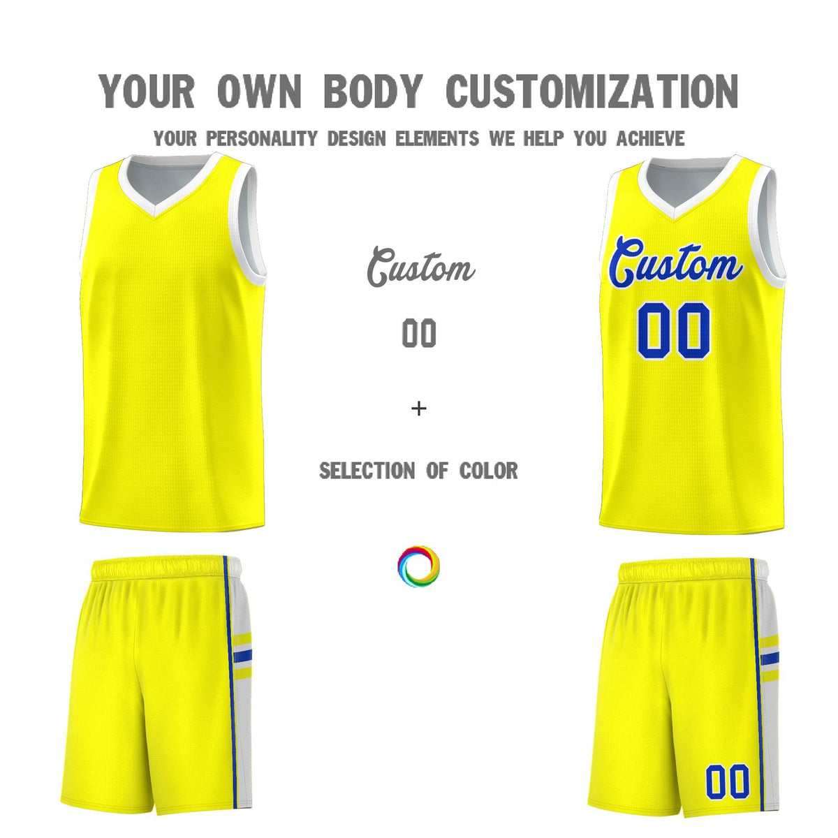 Custom Youth Basketball Jersey - Fluorescent Yellow White Two-Tone Classic Varsity Uniform