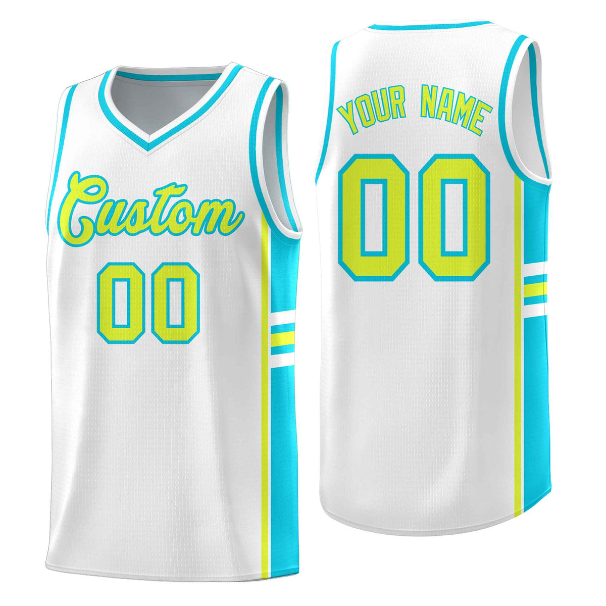 Custom Youth Basketball Jersey - White Sky Blue Two-Tone Varsity Jersey Set