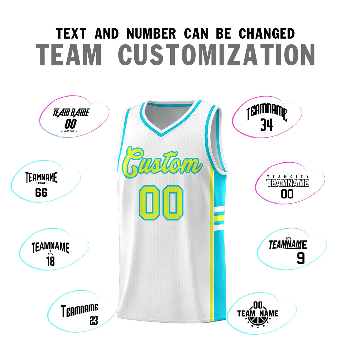 Custom Youth Basketball Jersey - White Sky Blue Two-Tone Varsity Jersey Set