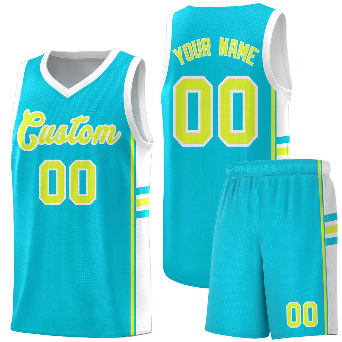 Custom Youth Basketball Jersey - Sky Blue White Personalized Varsity Two-Tone Uniform