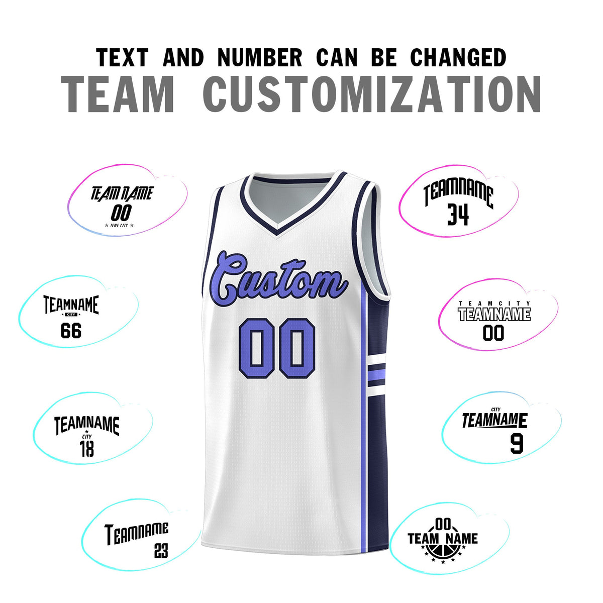 Custom Youth Basketball Jersey - White Navy Two-Tone Varsity Jersey Set