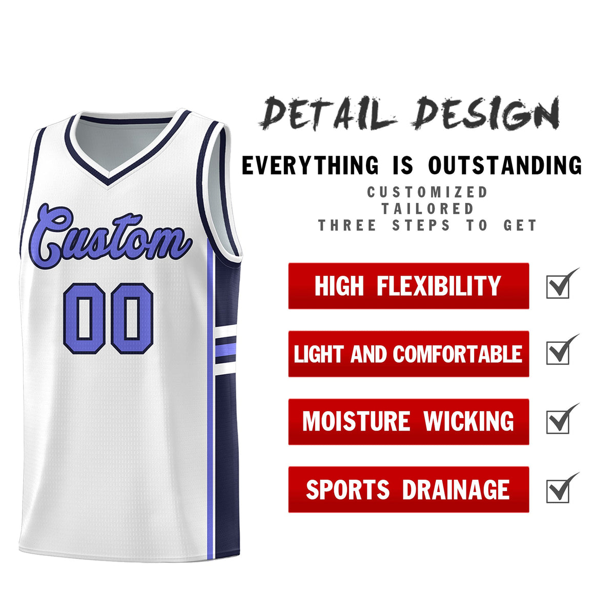 Custom Youth Basketball Jersey - White Navy Two-Tone Varsity Jersey Set