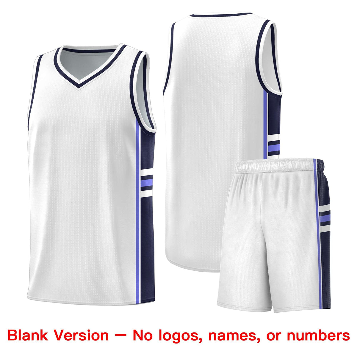 Custom Youth Basketball Jersey - White Navy Two-Tone Varsity Jersey Set
