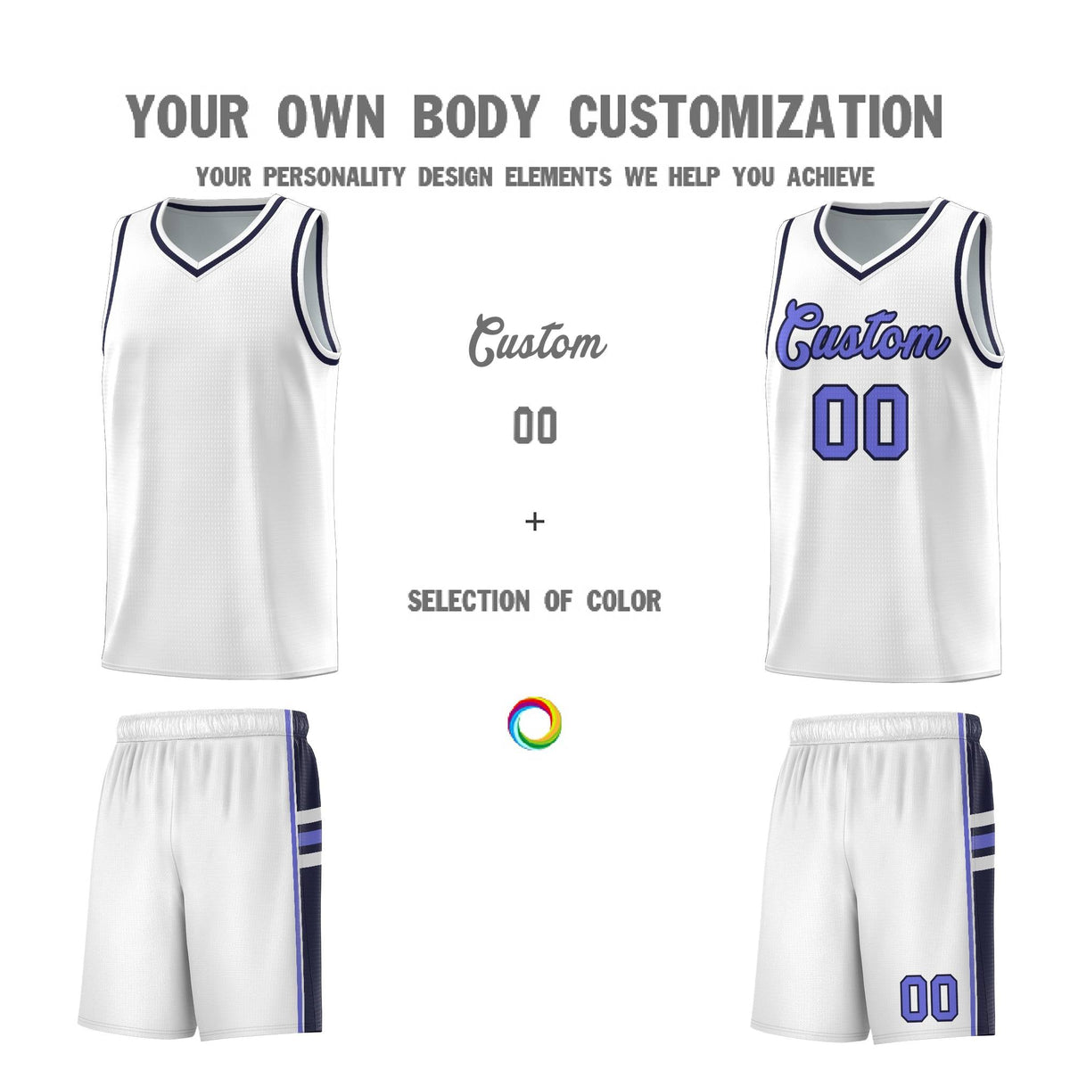 Custom Youth Basketball Jersey - White Navy Two-Tone Varsity Jersey Set