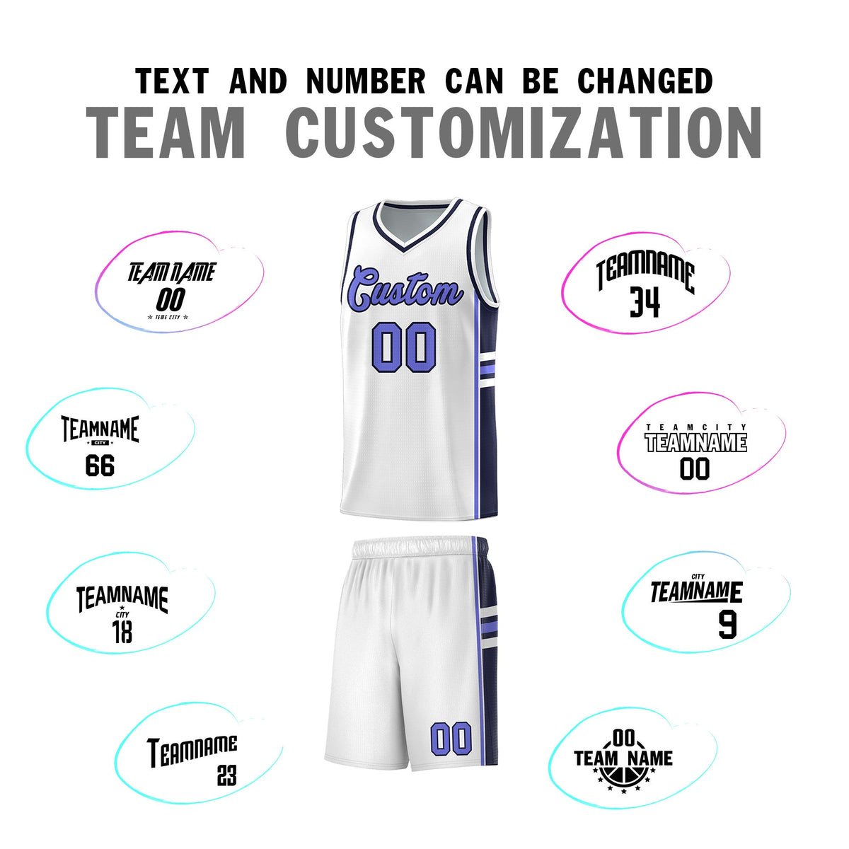Custom Youth Basketball Jersey - White Navy Two-Tone Varsity Jersey Set
