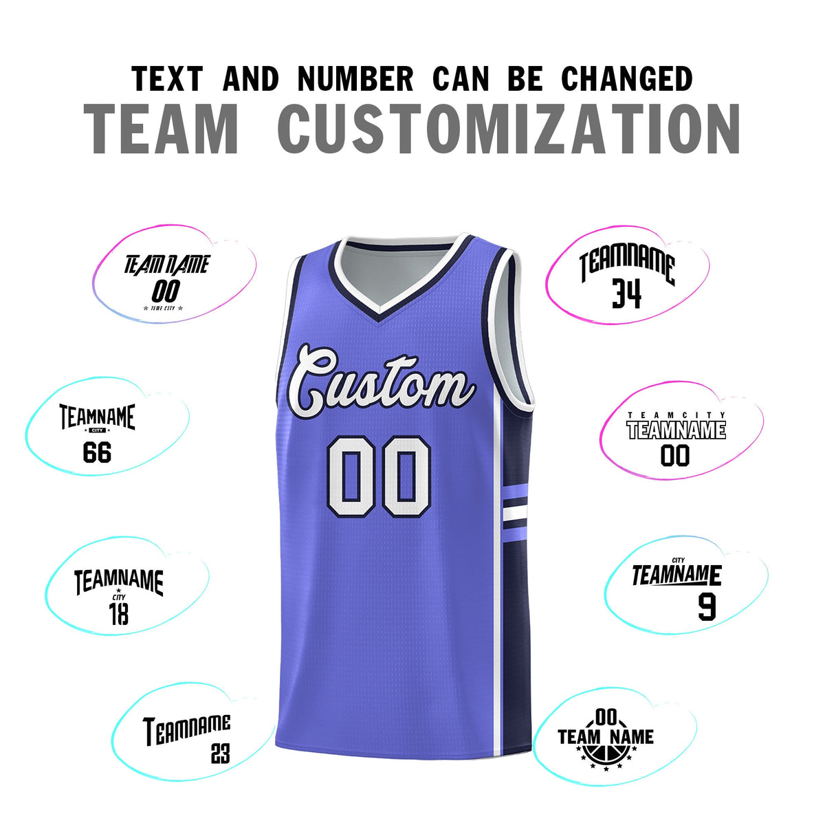 Custom Youth Basketball Jersey - Purple Navy Two-Tone Classic Varsity Uniform