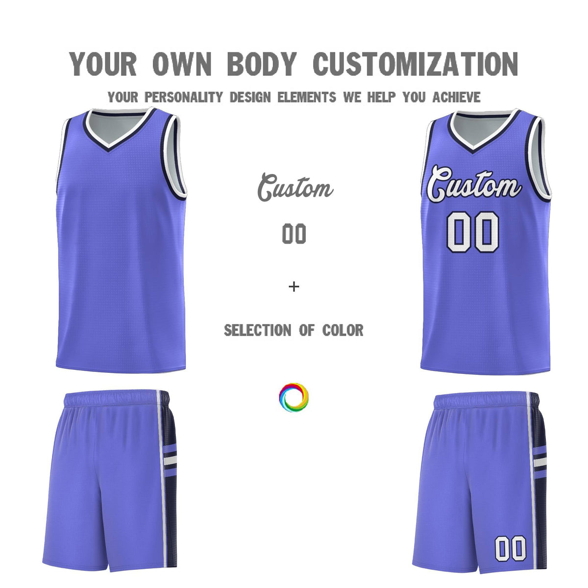 Custom Youth Basketball Jersey - Purple Navy Two-Tone Classic Varsity Uniform