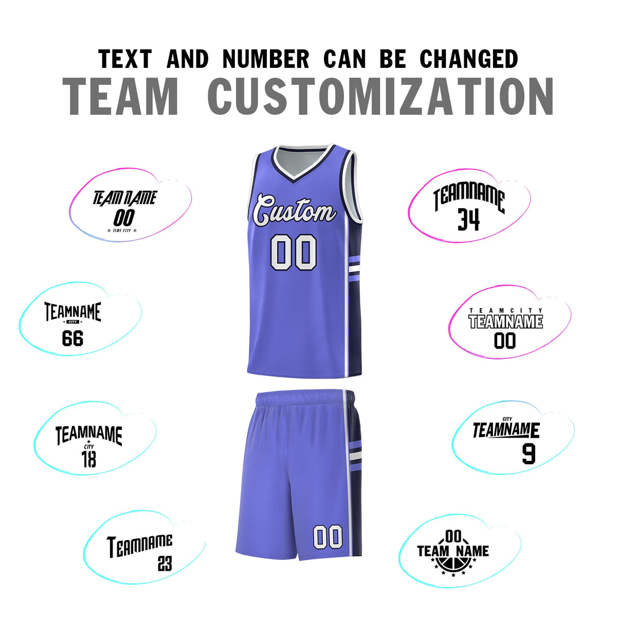 Custom Youth Basketball Jersey - Purple Navy Two-Tone Classic Varsity Uniform