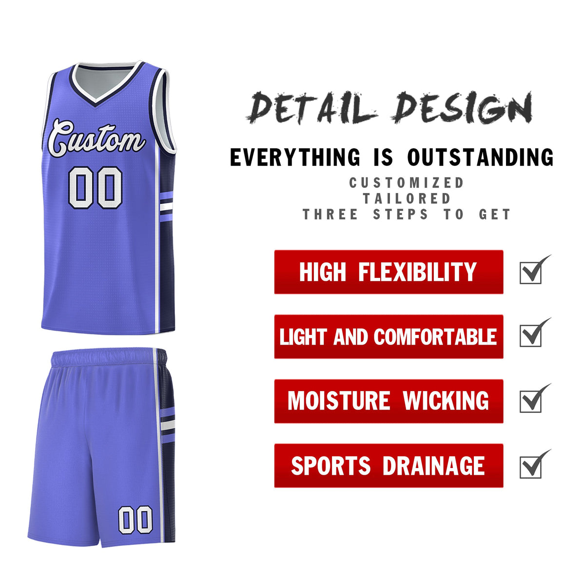 Custom Youth Basketball Jersey - Purple Navy Two-Tone Classic Varsity Uniform