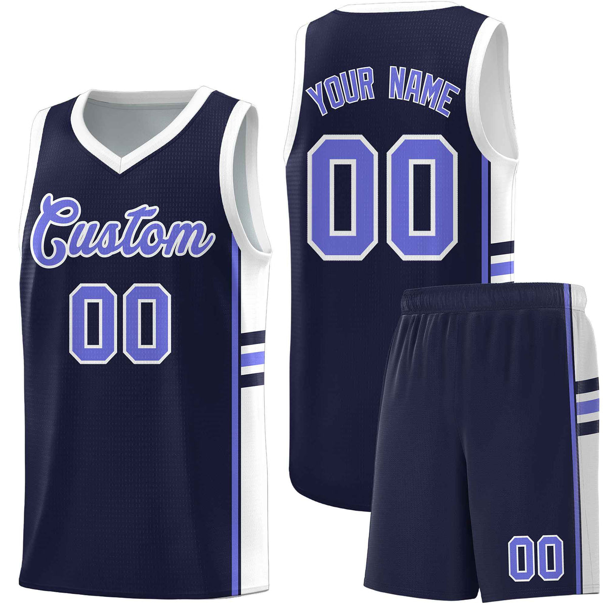 Custom Youth Basketball Jersey - Navy White Personalized Varsity Two-Tone Uniform