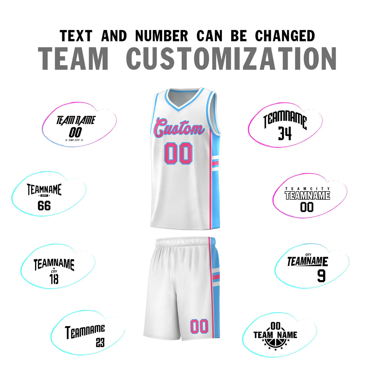 Custom Youth Basketball Jersey - White Powder Blue Two-Tone Varsity Jersey Set
