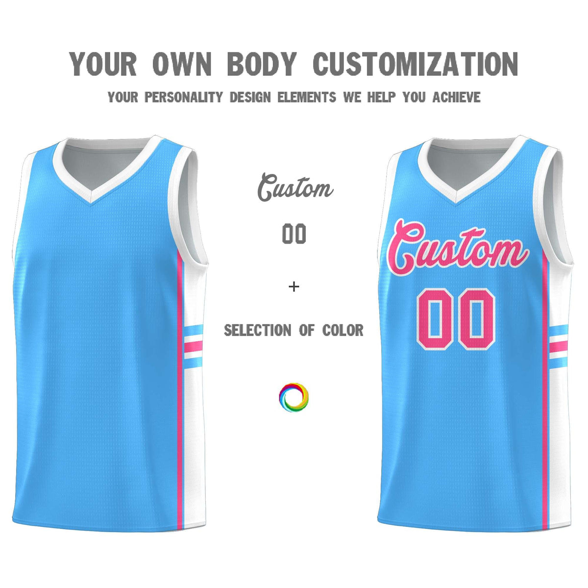 Custom Youth Basketball Jersey - Powder Blue White Personalized Varsity Two-Tone Uniform
