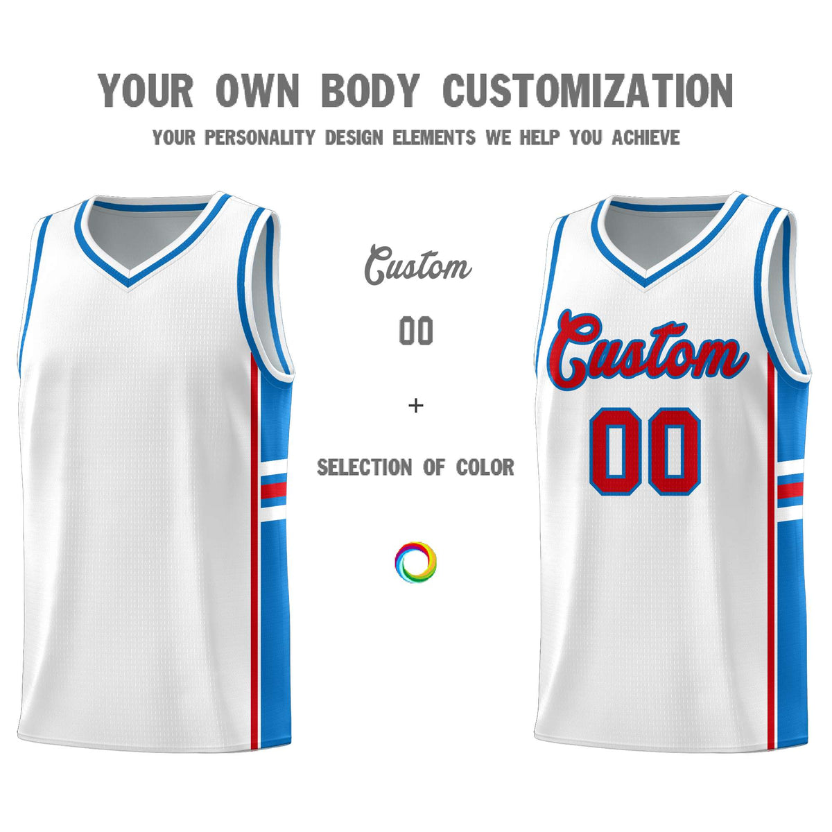 Custom Youth Basketball Jersey - White Royal Two-Tone Varsity Jersey Set